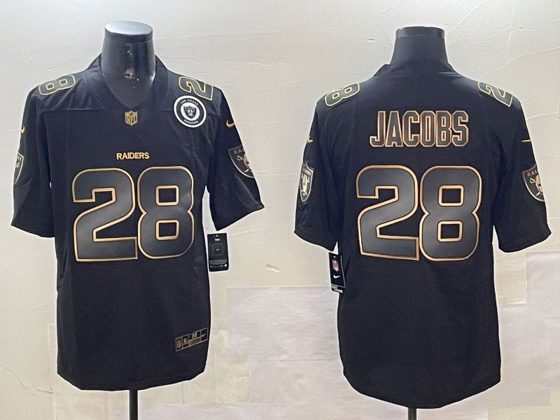 Men Oakland Raiders 28 Jacobs Black Gold 2024 Nike Limited NFL Jersey style 01083